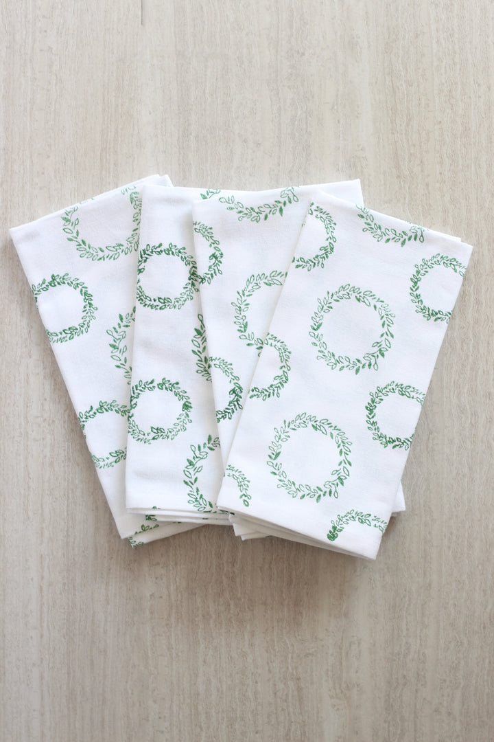 Dinner Napkins (set of 4) -Wreath, Evergreen