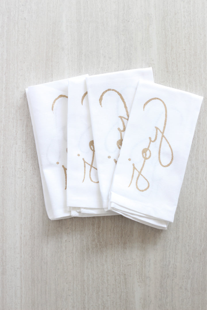 Dinner Napkins (set of 4) - Joy, Gold