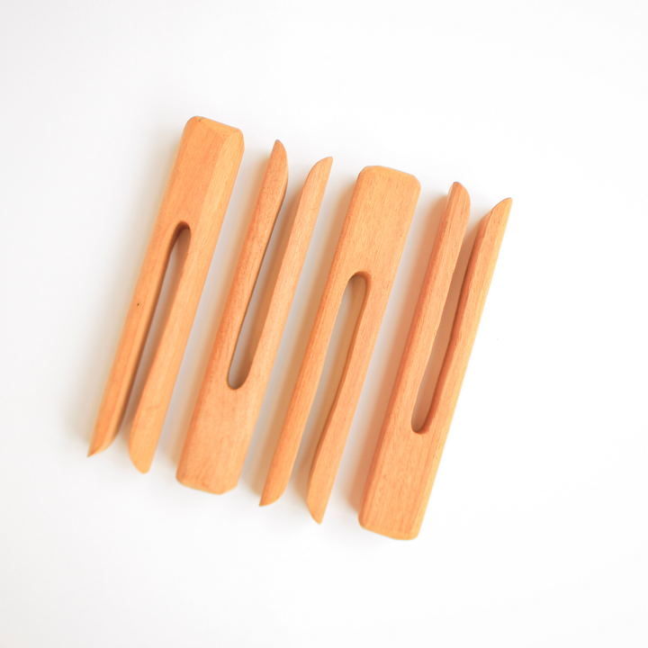 Hand-Carved Wooden Napkin Holders (Set of 4) - Clothespin