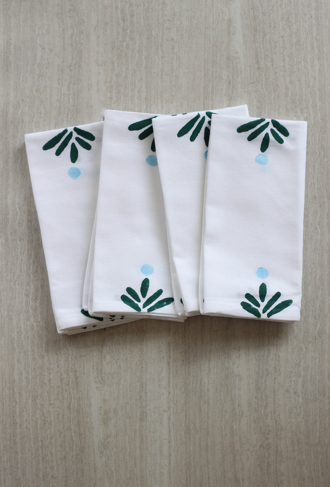 Dinner Napkins (set of 4) - Fiore Dot (Large), Midnight Green & Sky Blue