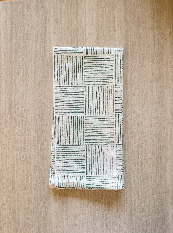 Tea Towel - Striped, Evergreen