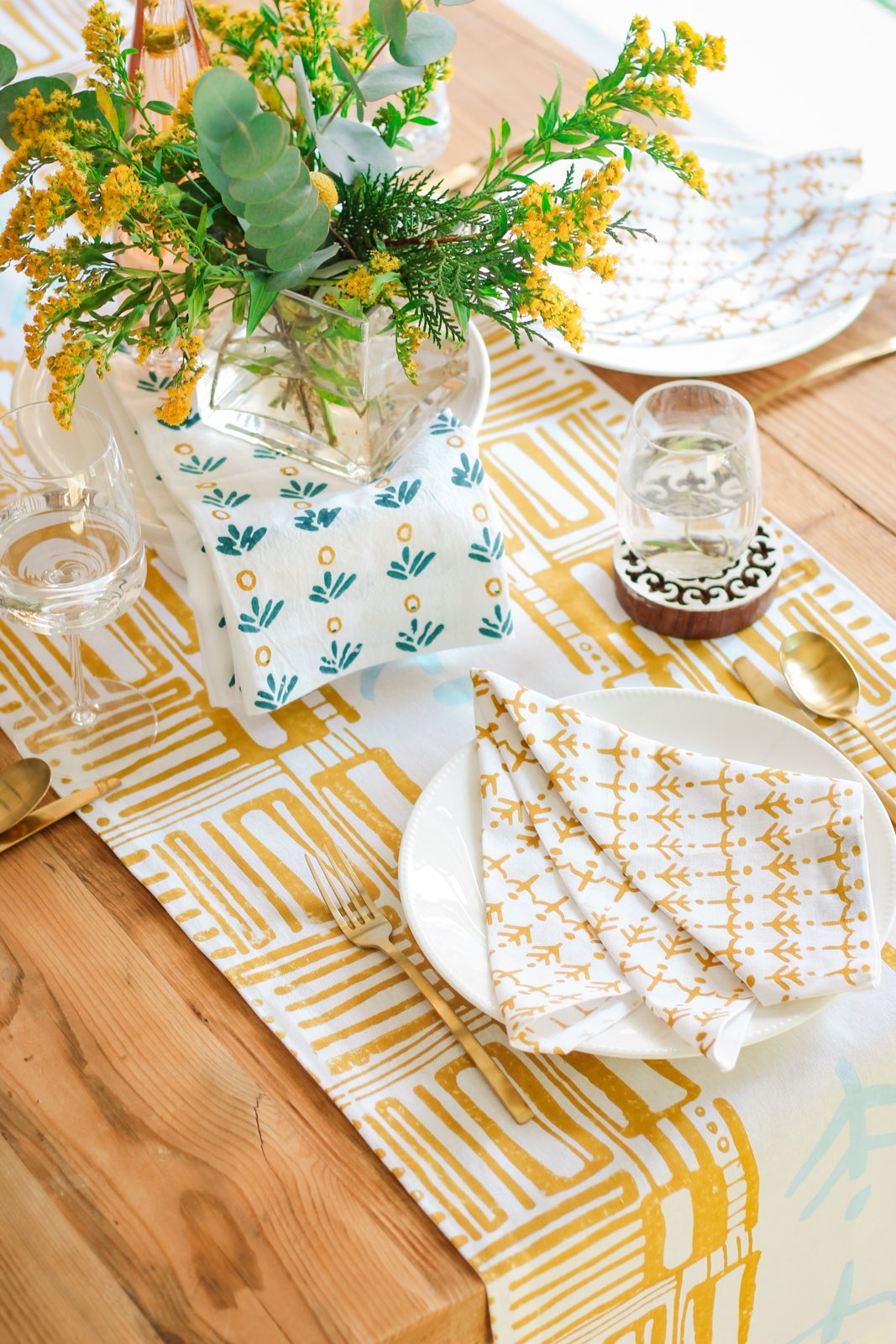 Table Runner - Riley, Mustard & Sky Blue