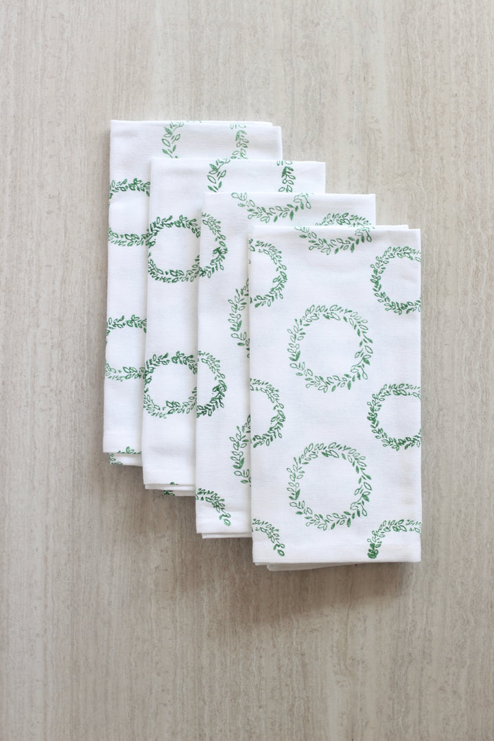 Dinner Napkins (set of 4) -Wreath, Evergreen