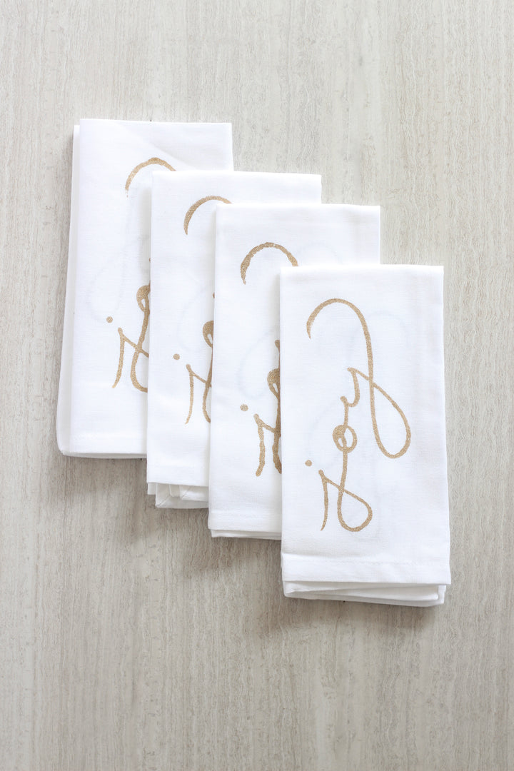 Dinner Napkins (set of 4) - Joy, Gold