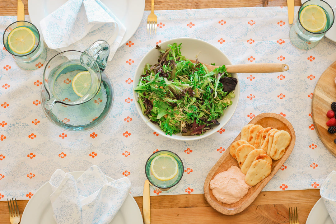 Table Runner - Vara Dogwood, Uniform Blue & Orange