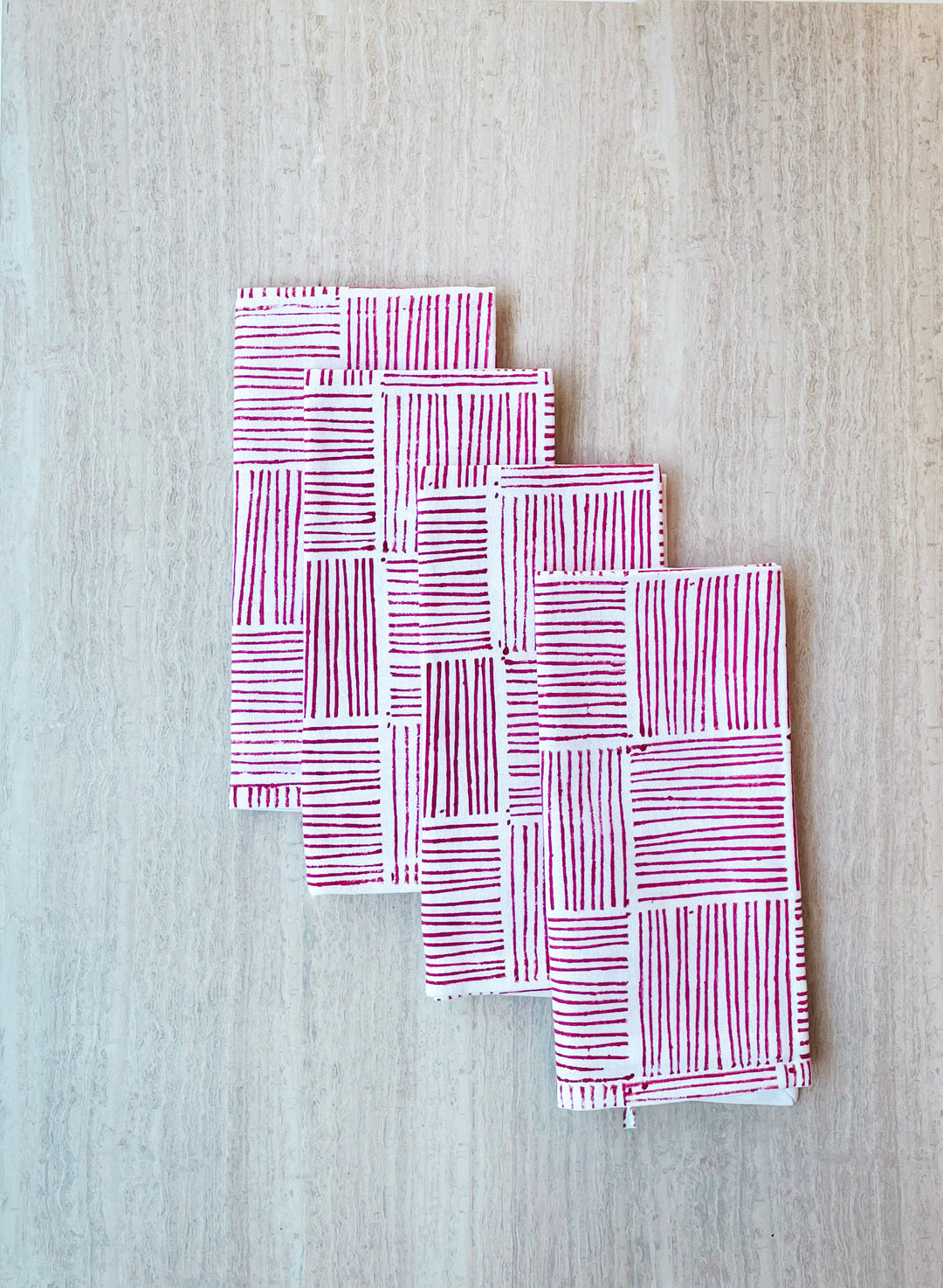 Dinner Napkins (set of 4) - Striped, Berry