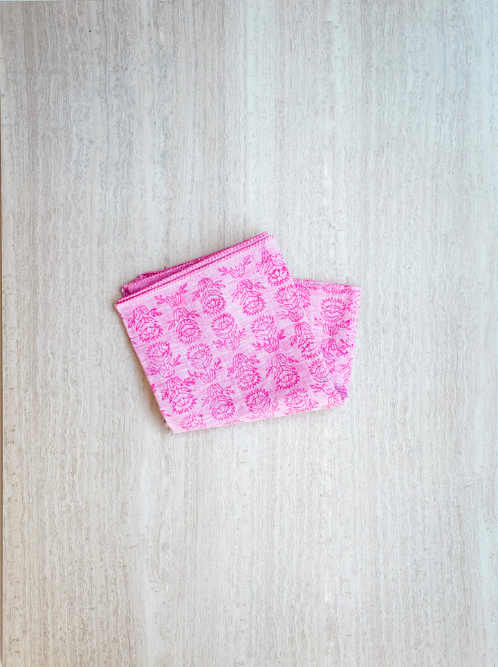 Bandana - Pink Linen with Protea, Pink