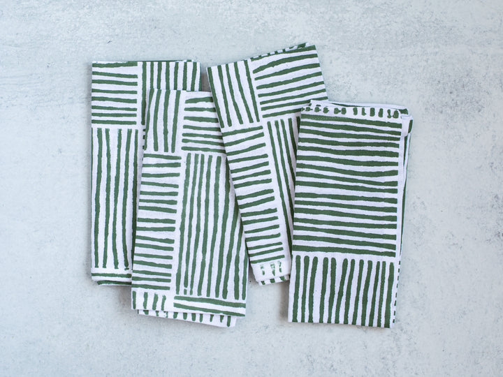 Dinner Napkins (set of 4) - Striped (Large), Sage