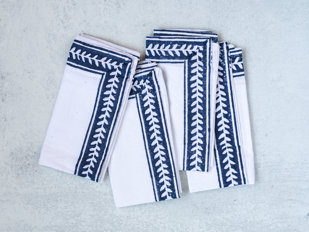 Dinner Napkins (set of 4) - Vine Border, Navy