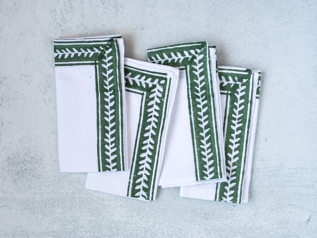 Dinner Napkins (set of 4) - Vine Border, Sage