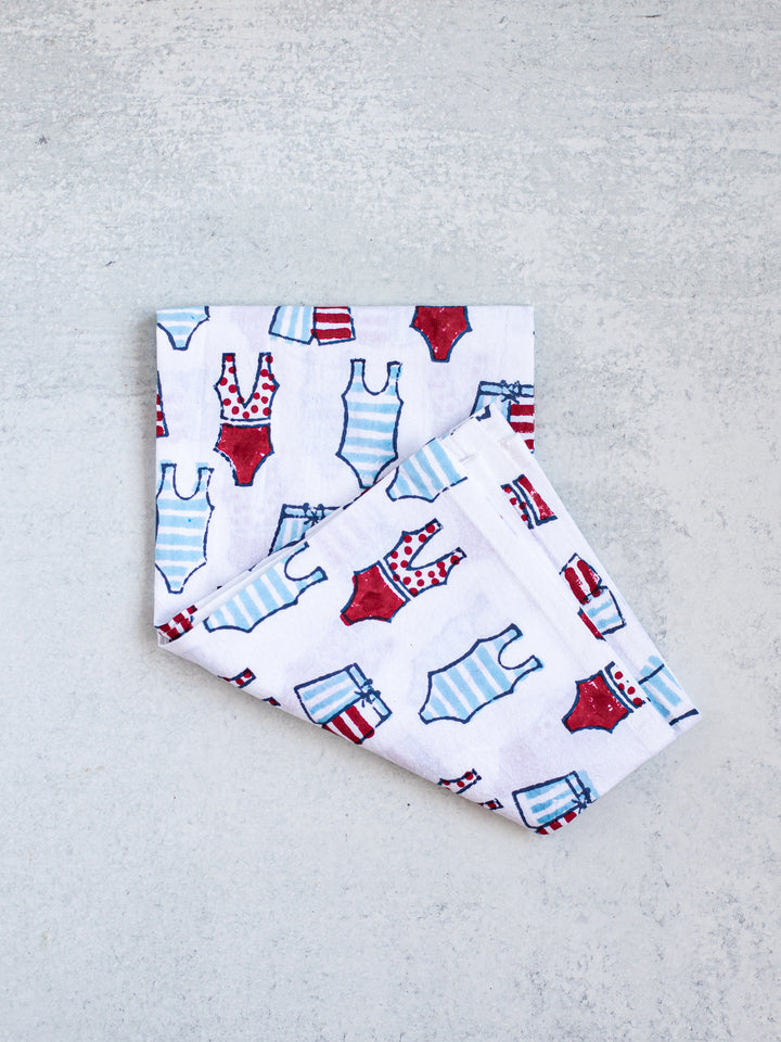 Tea Towel - Swimsuits, Uniform Blue & Red