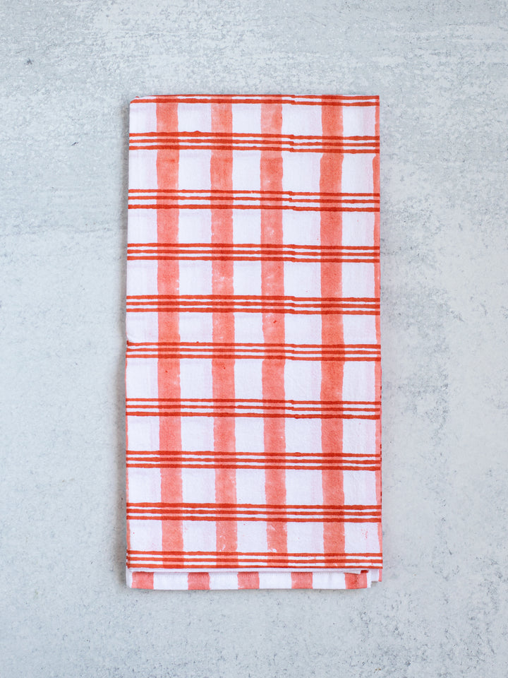 Tea Towel - Plaid, Orange & Melon