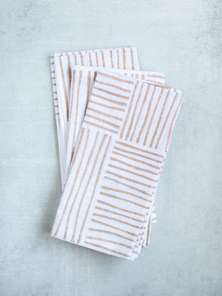 Dinner Napkins (set of 4) - Striped (Large), Gold