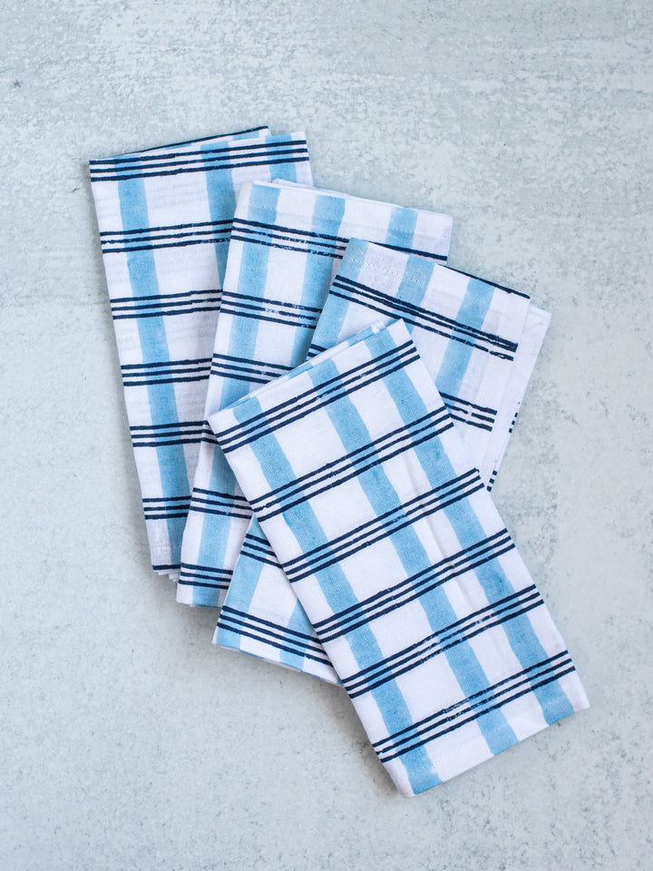 Dinner Napkins (set of 4) - Plaid, Navy & Uniform Blue