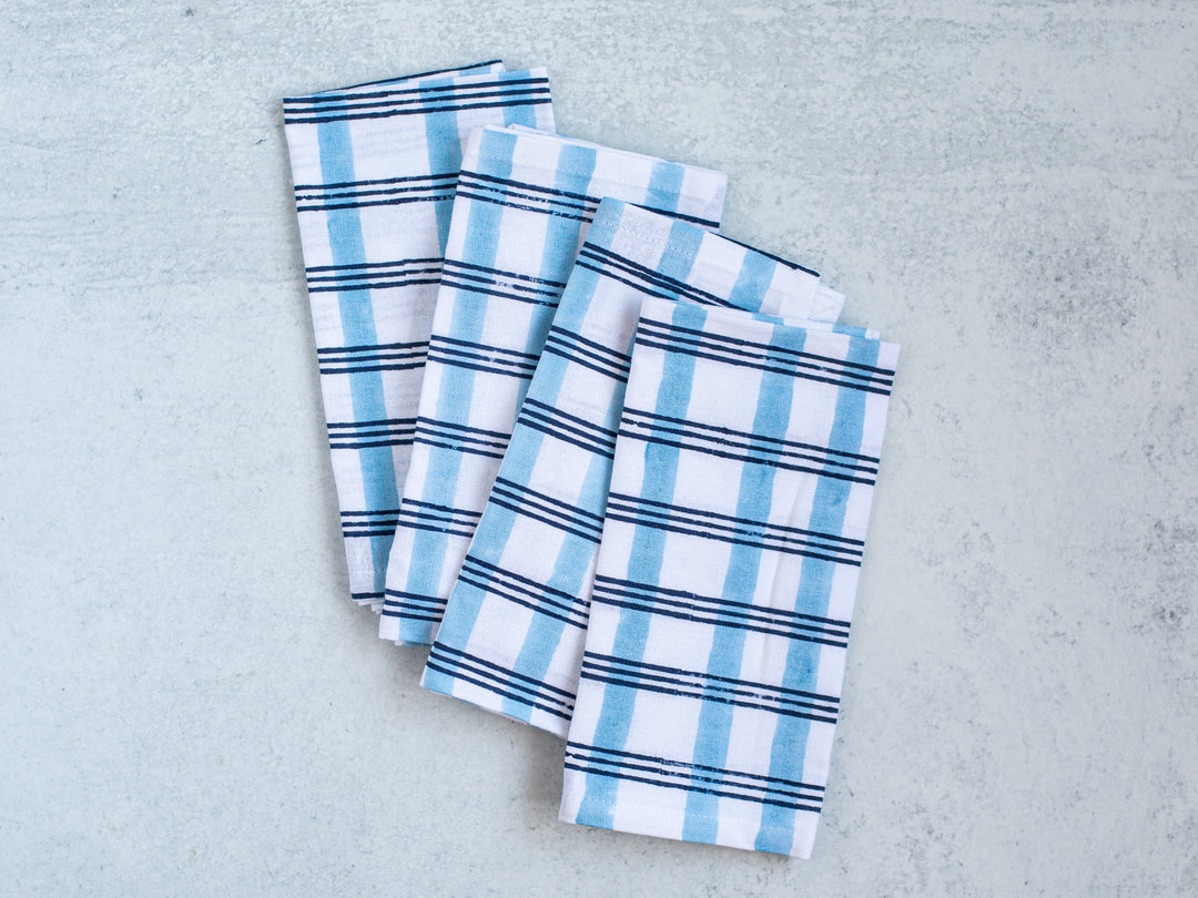 Dinner Napkins (set of 4) - Plaid, Navy & Uniform Blue