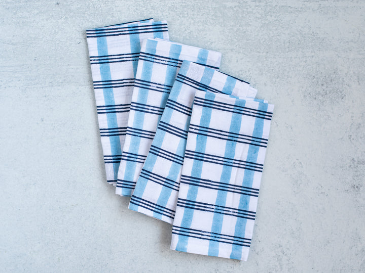 Dinner Napkins (set of 4) - Plaid, Navy & Uniform Blue