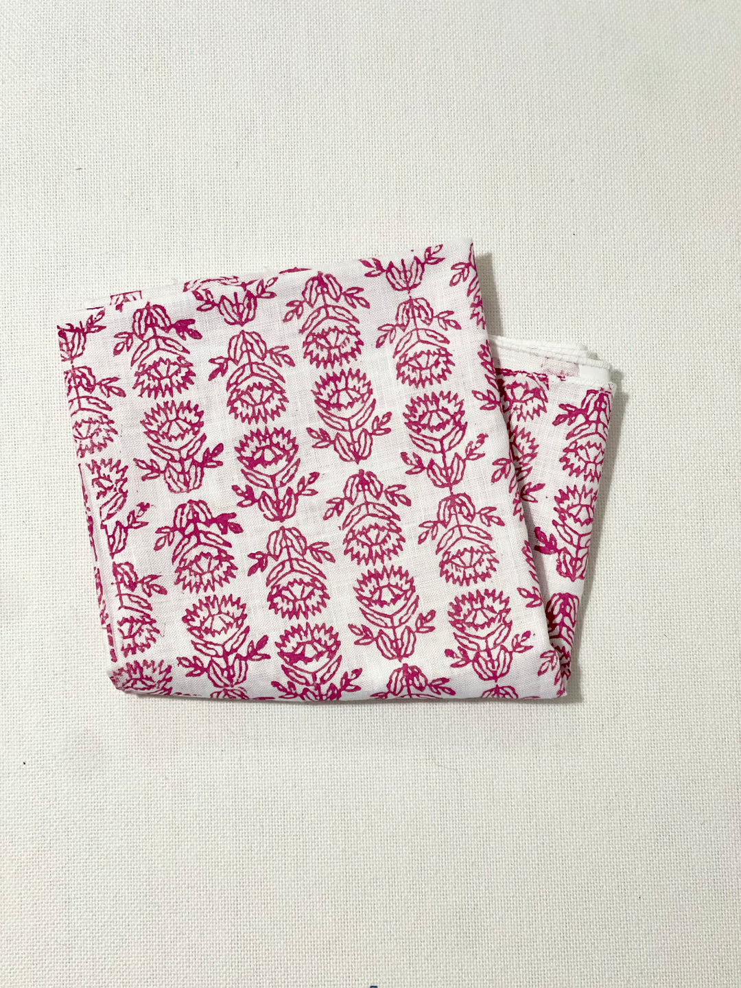 Bandana - White Linen with Protea, Pink