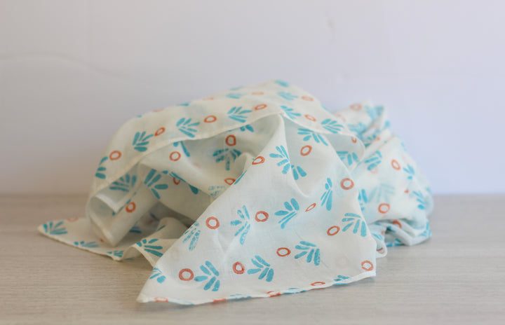 Sarong - Ivory Fiore Dot, Surf & Orange