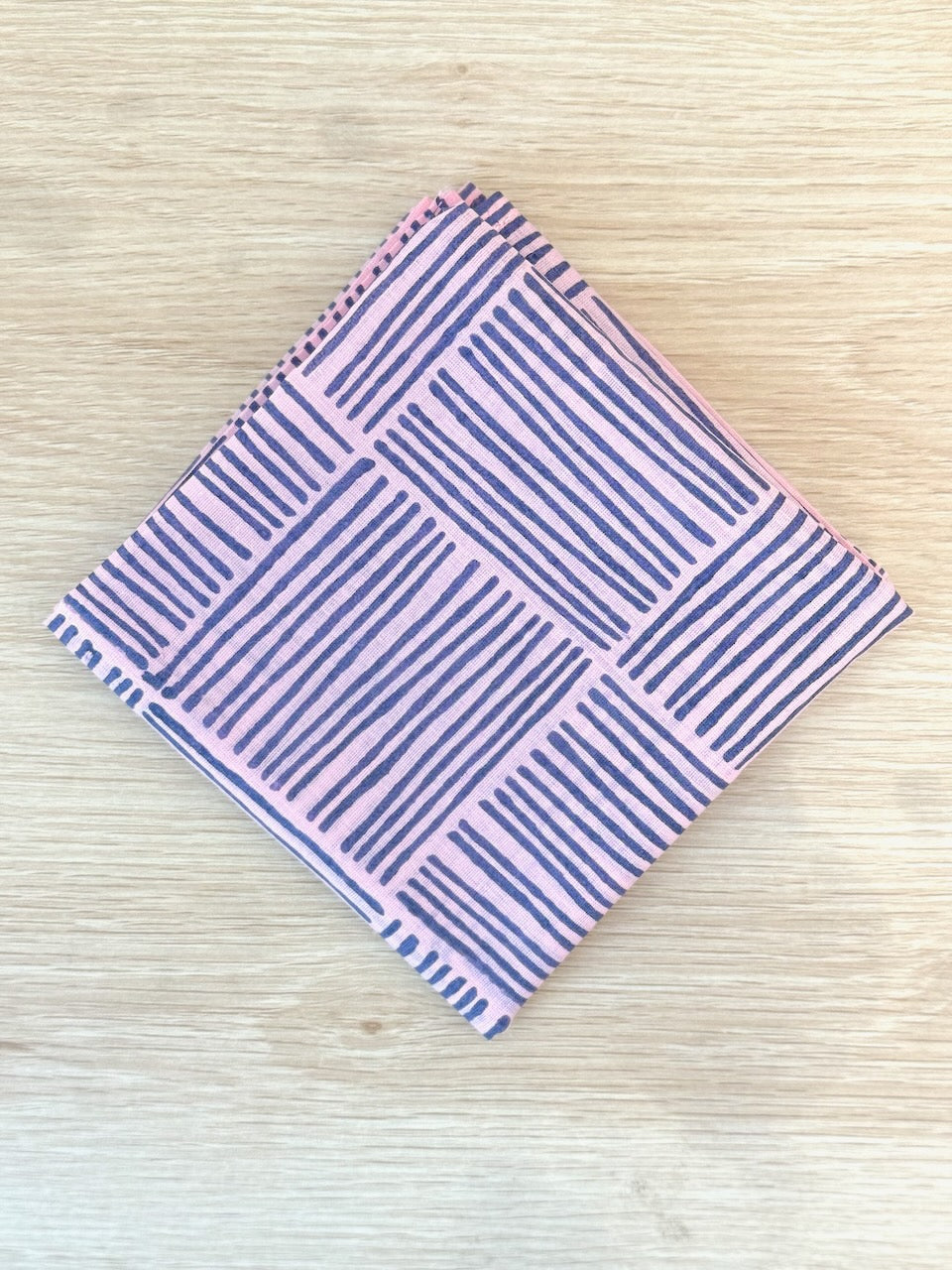 Voile Bandana - Pale Pink - Striped, Navy