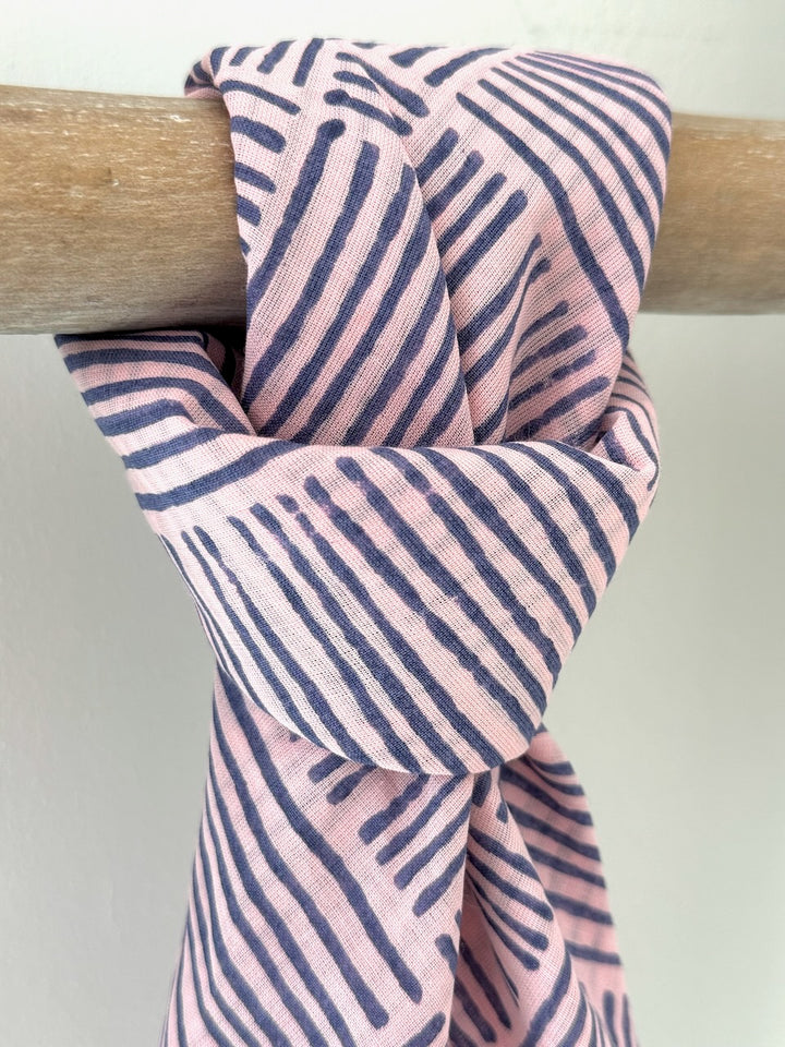 Voile Bandana - Pale Pink - Striped, Navy