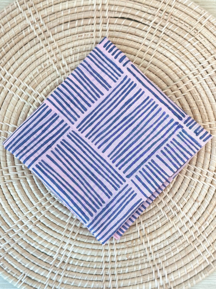 Voile Bandana - Pale Pink - Striped, Navy