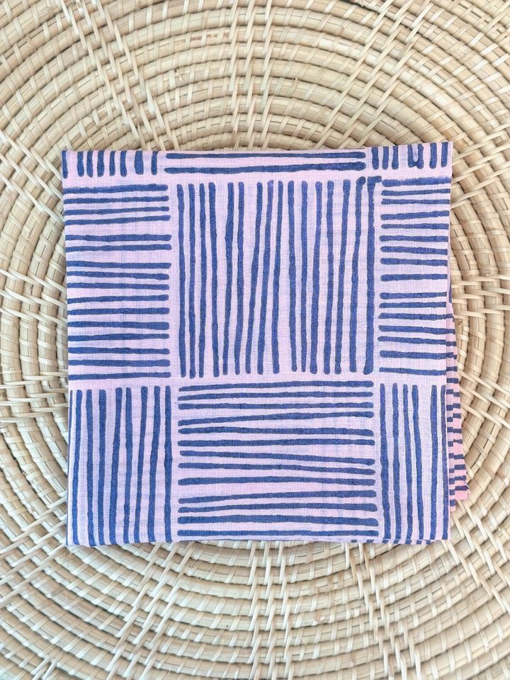 Voile Bandana - Pale Pink - Striped, Navy