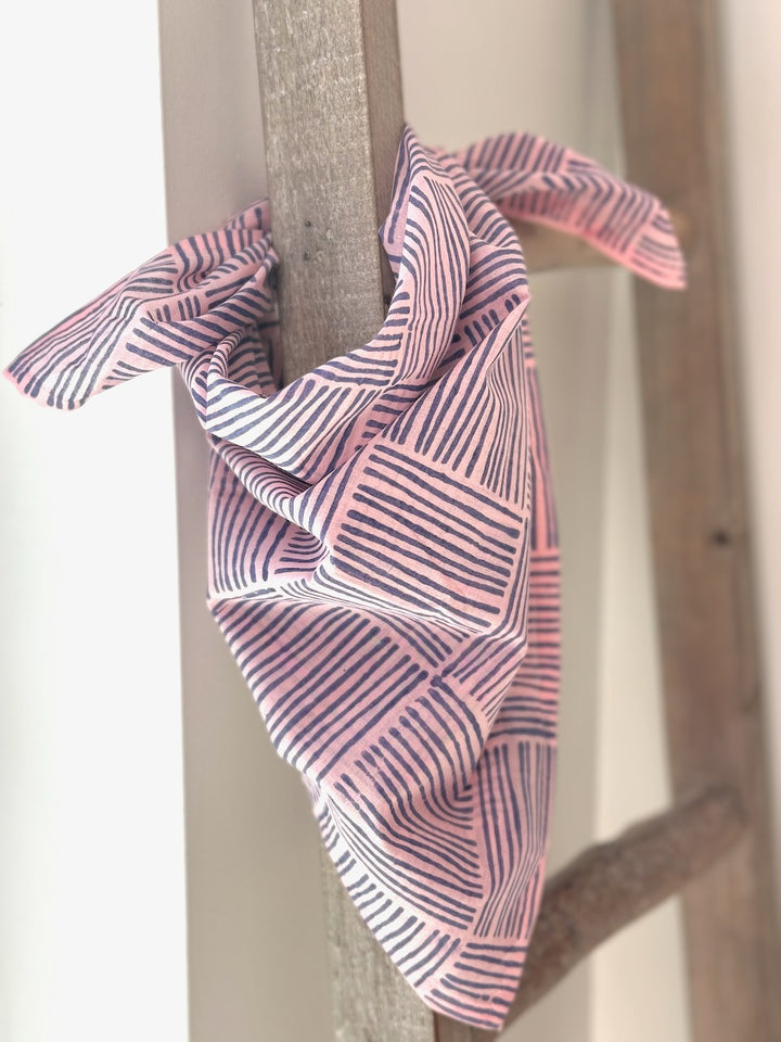 Voile Bandana - Pale Pink - Striped, Navy