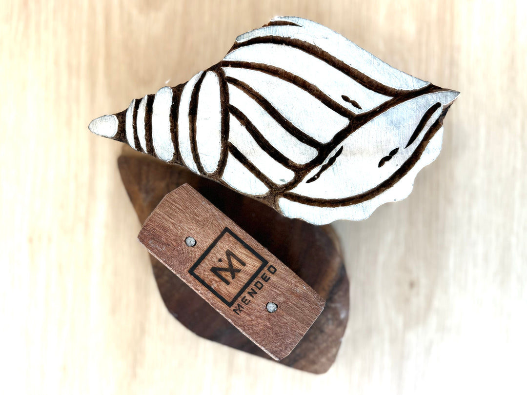 Hand-Carved Wooden - Seashell Wooden Block (Fill)