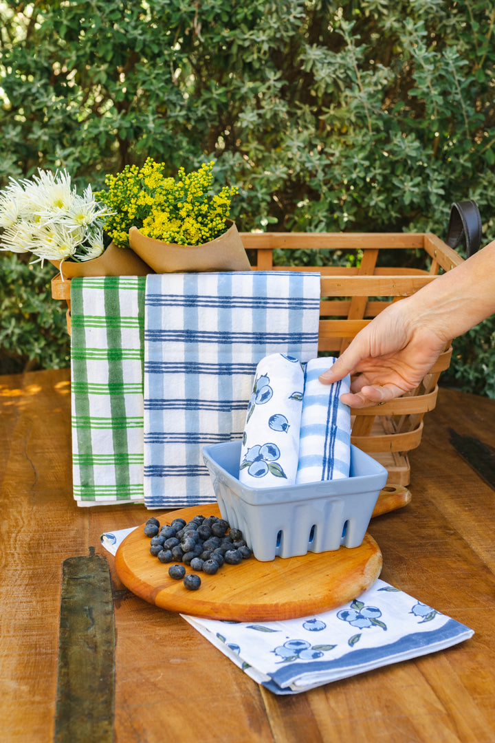 Tea Towel - Plaid, Navy & Uniform Blue