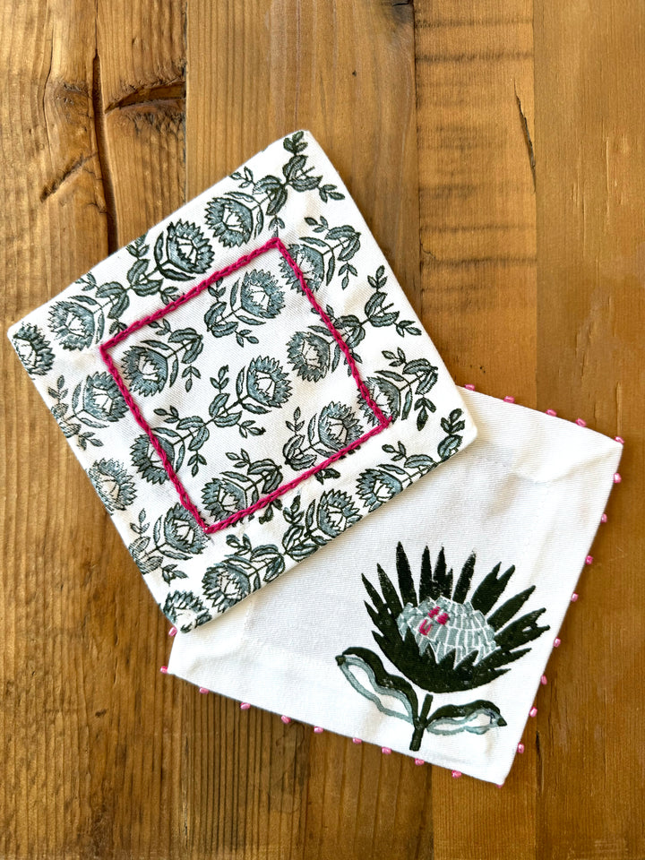 Cocktail Napkins (set of 4) - Midnight Protea Set