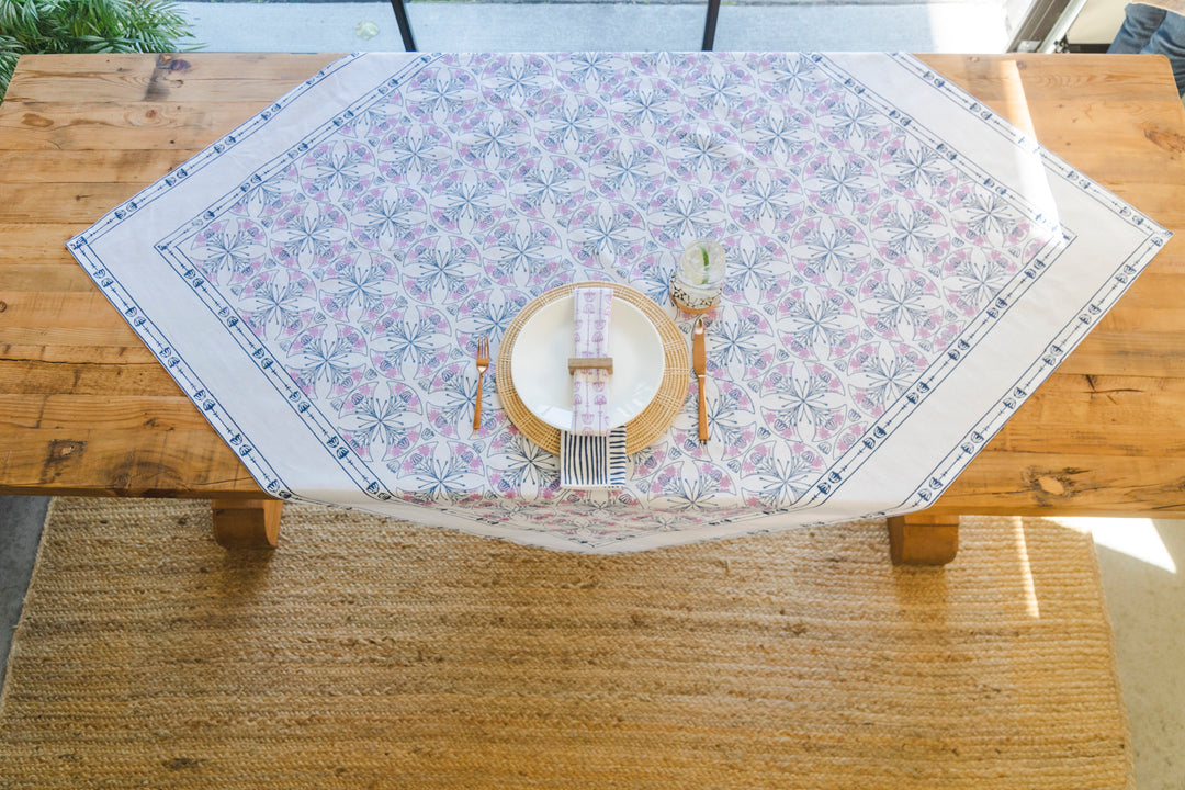 Table Throw - Mosaic - Navy & Lilac