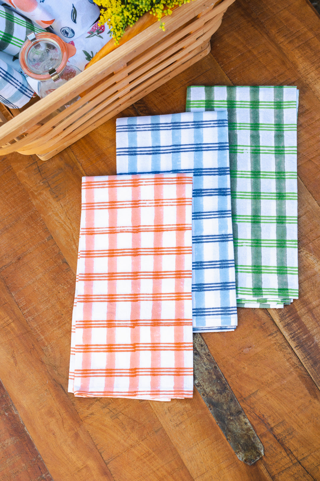 Tea Towel - Plaid, Navy & Uniform Blue