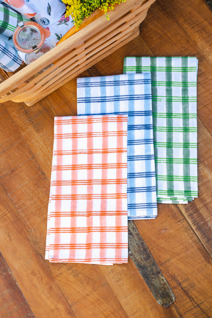 Tea Towel - Plaid, Orange & Melon