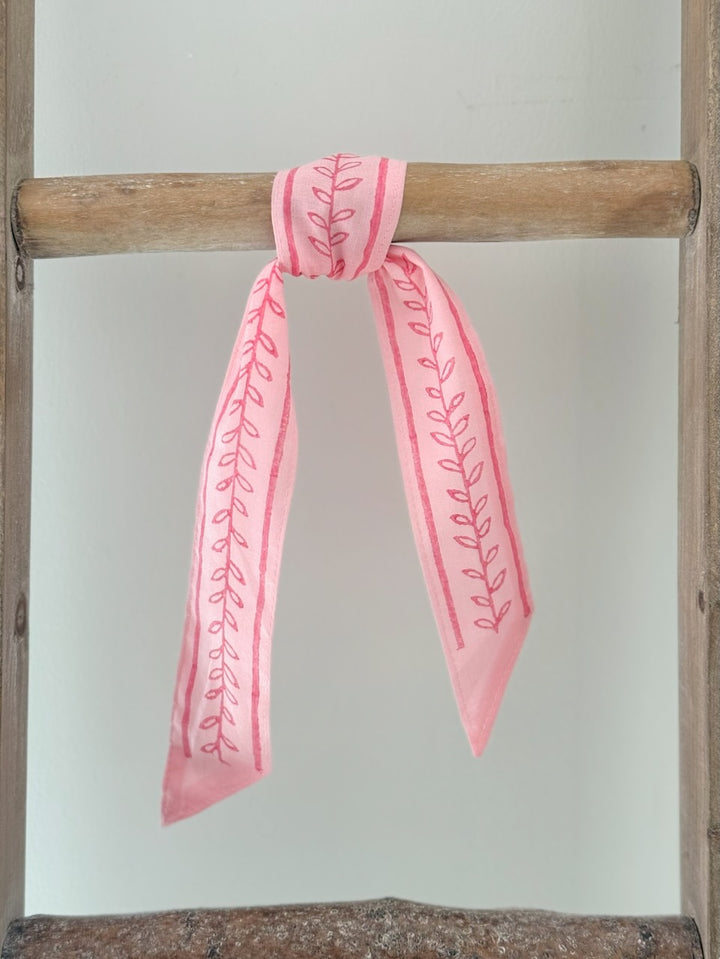 Voile Ribbon - Pale Pink - Vine Border, Pink