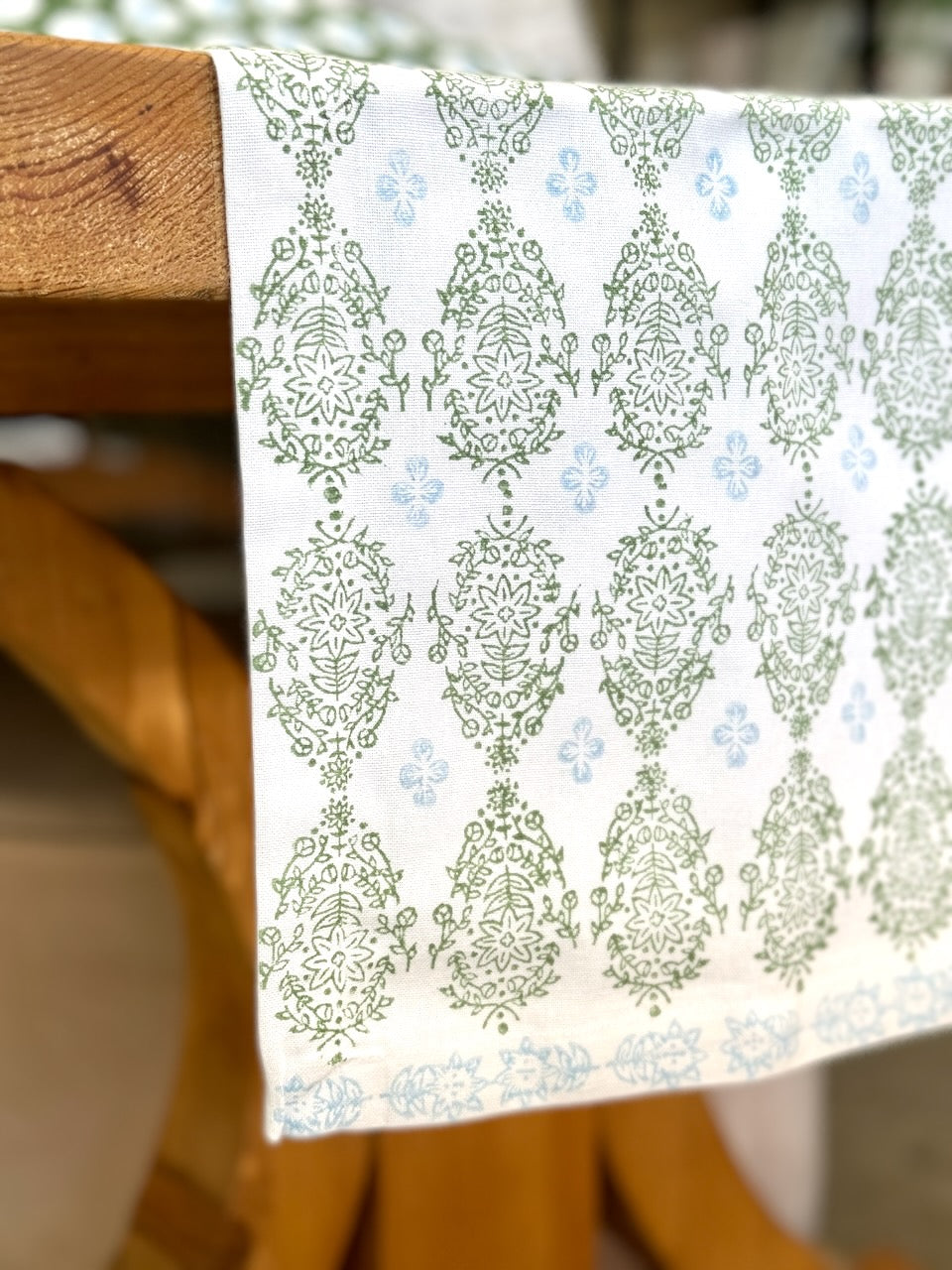 Table Runner - Vara Dogwood, Sage & Uniform Blue