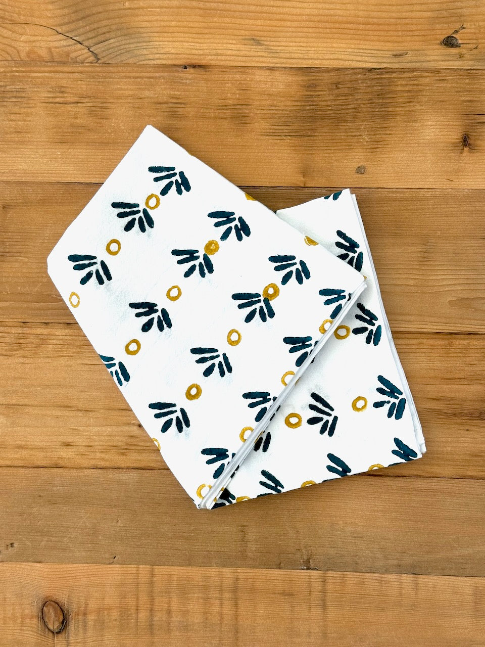 Tea Towel - Fiore Dot, Midnight Green & Mustard