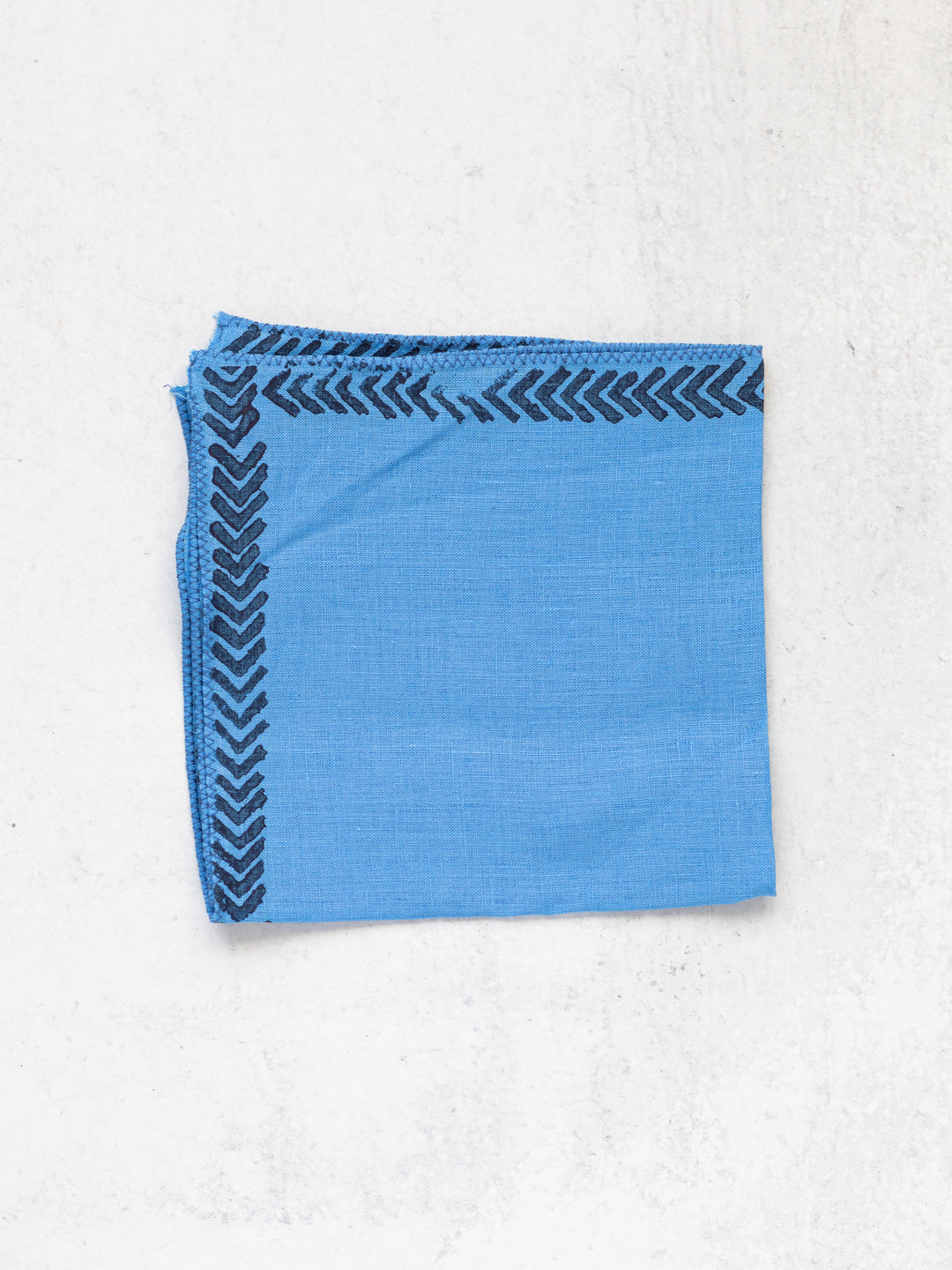 Pocket Square - Blue Linen with Arrows, Navy