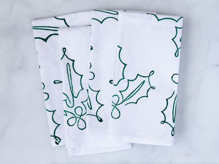 Dinner Napkins (set of 4) - Holly Stencil