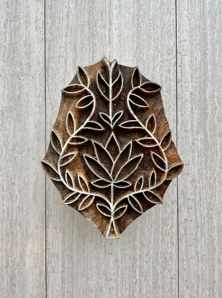 Hand-Carved Wooden Block - Lotus