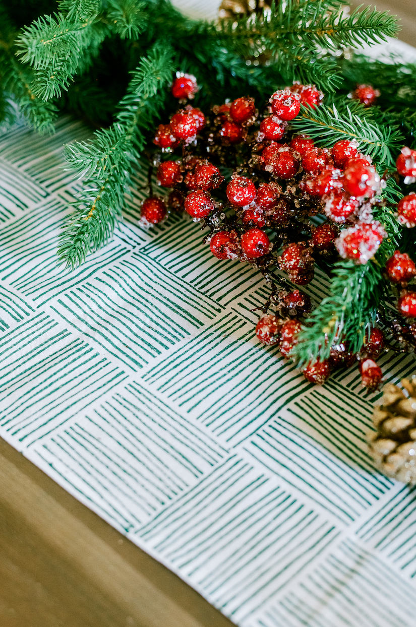 Table Runner - Striped, Evergreen